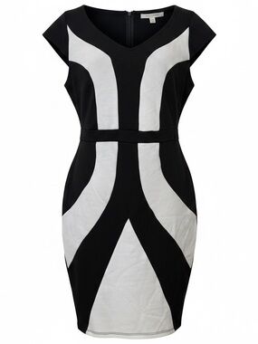 Fashion to Figure Black and White Color-Block Midi Dress